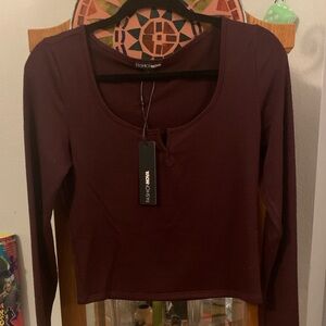 Fashion Nova "Bambi" Ribbed Long Sleeve Top